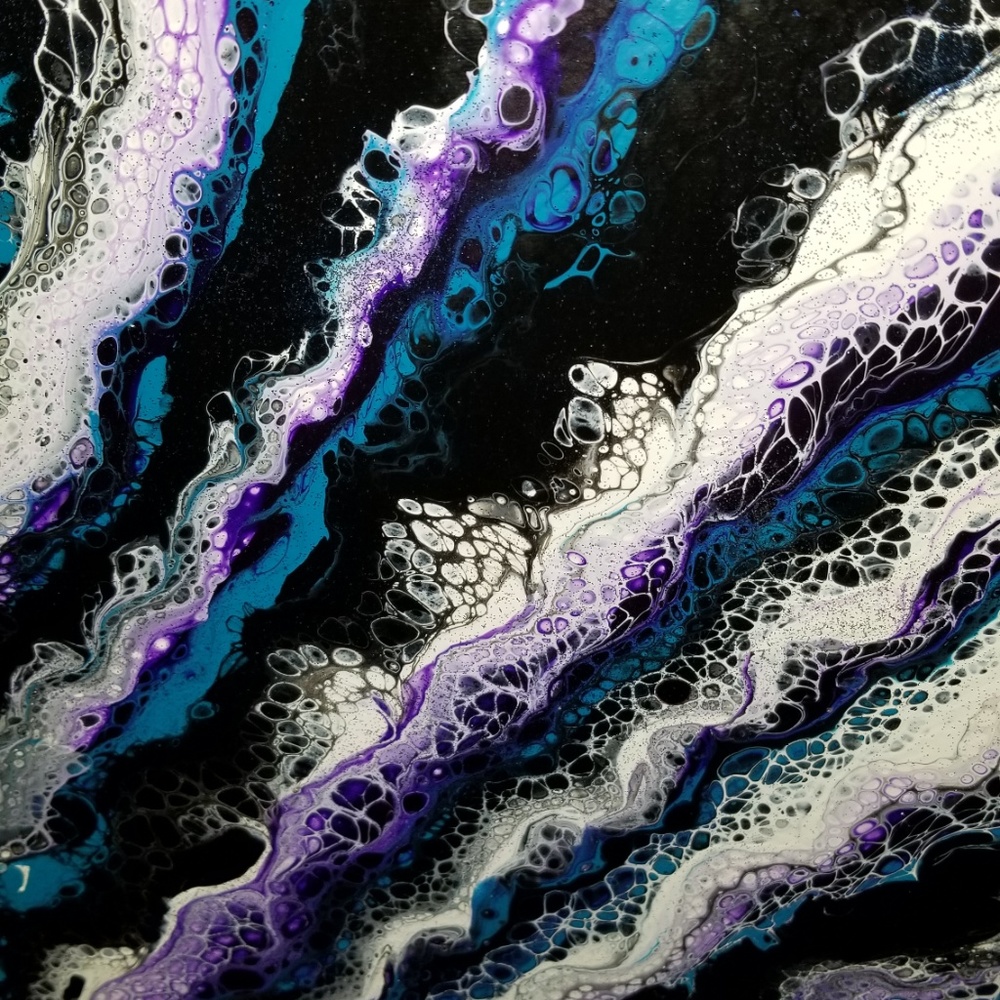 Acrylic Painting Purple Blue Black White - Picture 6 of 6